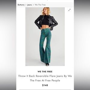 Free People We The Free Throw It Back Reversible Flare Jeans Size 27; Green